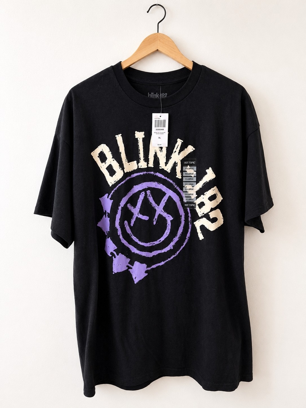 Blink-182 Smiley Logo Graphic T-Shirt Black Purple XL NWT Hot Topic